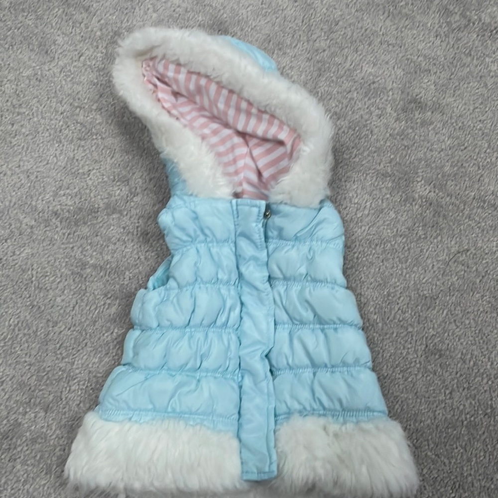 Toddler Girls Blue and White Puffer Vest 12 Months